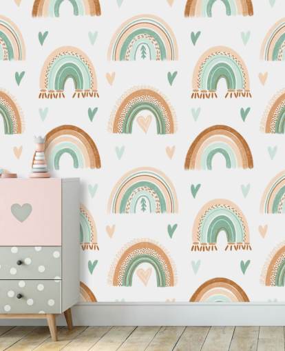 brown and light green rainbow wallpaper