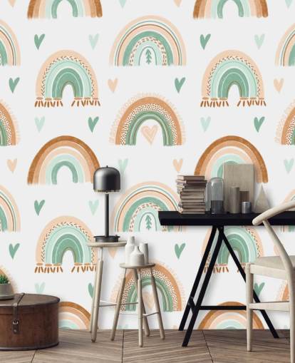 papel pintado de arcoíris marrón y verde claro papel pintado de arcoíris marrón y verde claro