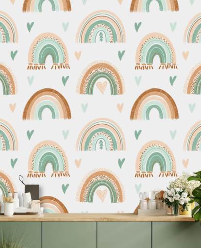 papel pintado de arcoíris marrón y verde claro papel pintado de arcoíris marrón y verde claro