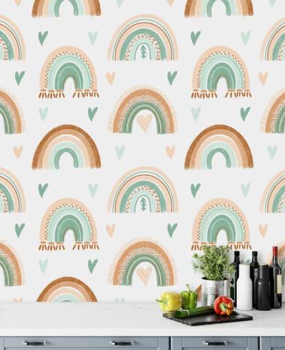 brown and light green rainbow wallpaper