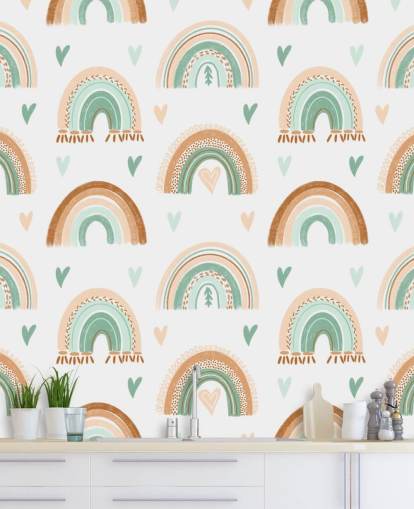 brown and light green rainbow wallpaper