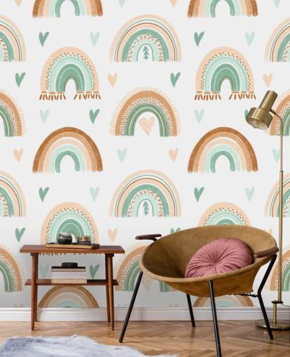 brown and light green rainbow wallpaper