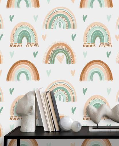 brown and light green rainbow wallpaper