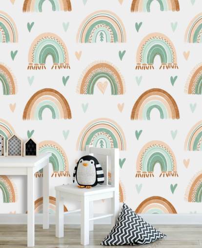 brown and light green rainbow wallpaper