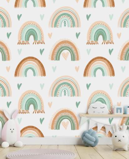 brown and light green rainbow wallpaper