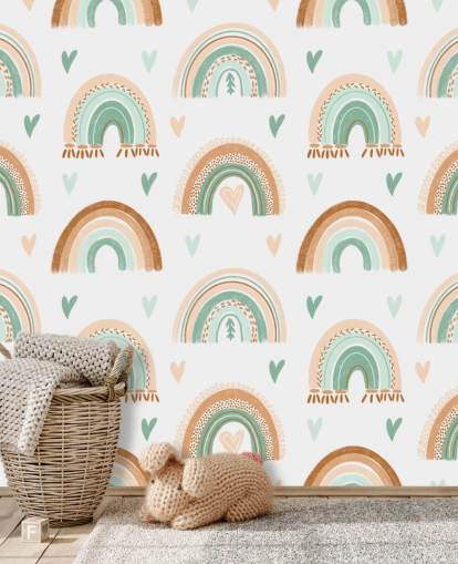 papel de parede de arco-íris marrom e verde claro