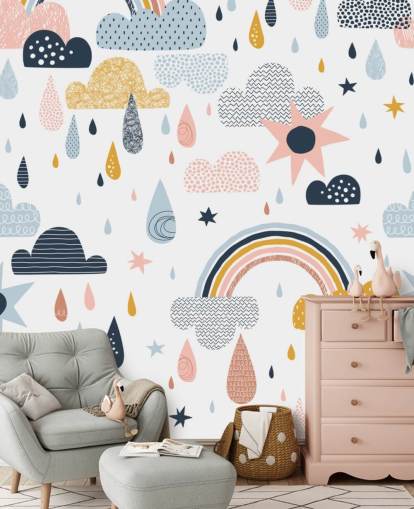 pastel rainbows, clouds and raindrops wallpaper pastel rainbows, clouds and raindrops wallpaper