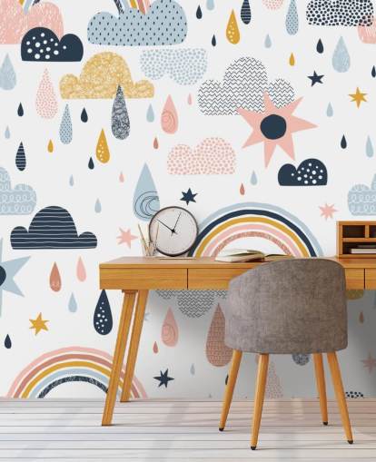 pastel rainbows, clouds and raindrops wallpaper pastel rainbows, clouds and raindrops wallpaper