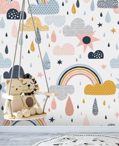 pastel rainbows, clouds and raindrops wallpaper pastel rainbows, clouds and raindrops wallpaper