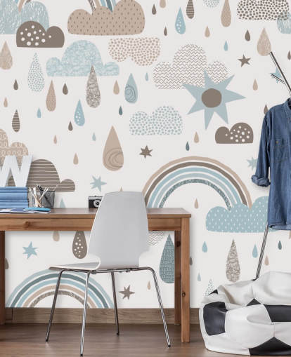 light blue and brown rainbow wallpaper