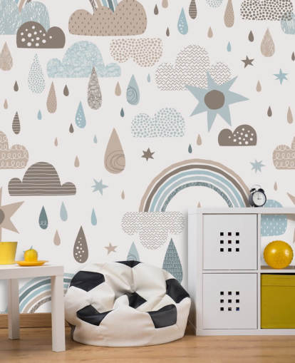 papier peint arc-en-ciel bleu clair et marron