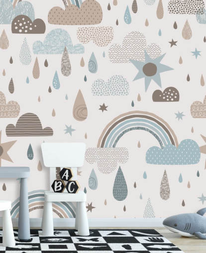 papel de parede de arco-íris azul claro e marrom papel de parede de arco-íris azul claro e marrom