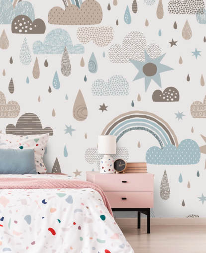 papel pintado de arcoíris azul claro y marrón papel pintado de arcoíris azul claro y marrón