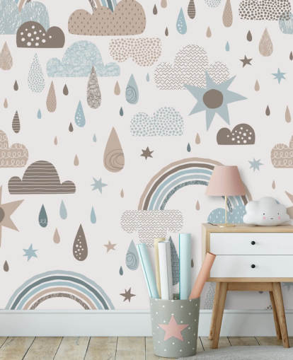 papel de parede de arco-íris azul claro e marrom