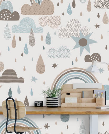 light blue and brown rainbow wallpaper