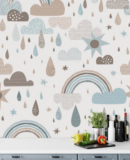 light blue and brown rainbow wallpaper