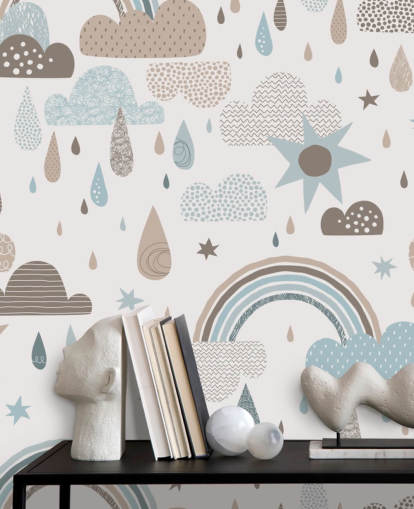 light blue and brown rainbow wallpaper