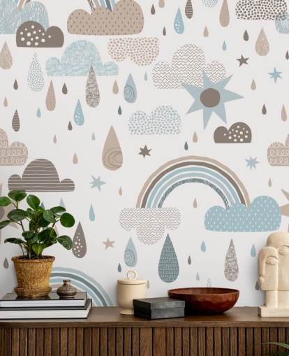 light blue and brown rainbow wallpaper