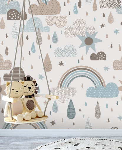 light blue and brown rainbow wallpaper