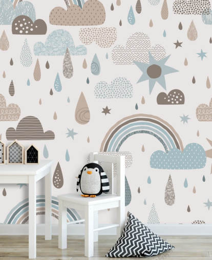 light blue and brown rainbow wallpaper