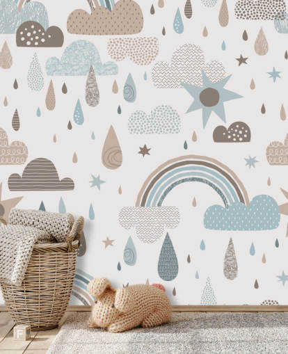 light blue and brown rainbow wallpaper