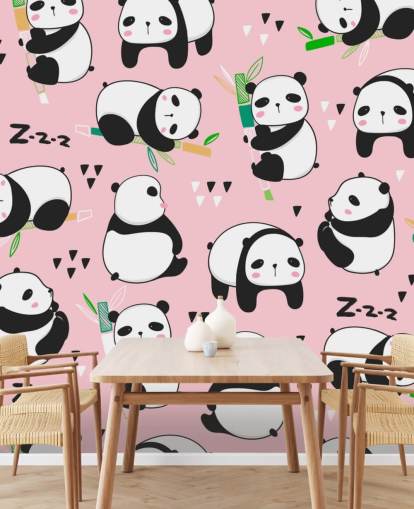 cartoon pandas on pink background wallpaper cartoon pandas on pink background wallpaper