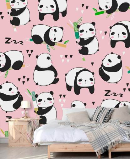 panda dei cartoni animati su sfondo rosa panda dei cartoni animati su sfondo rosa