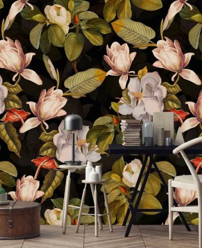 papier peint à fleurs sombres