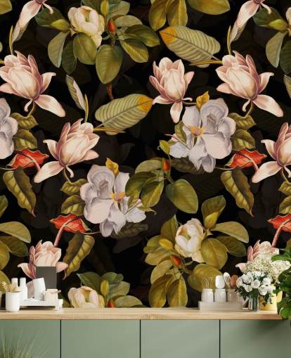 papel tapiz de flores oscuras