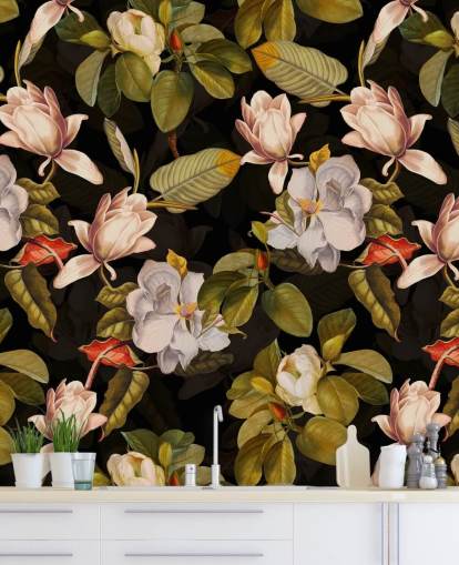 papel tapiz de flores oscuras