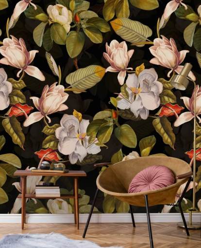 papel de parede flor escura