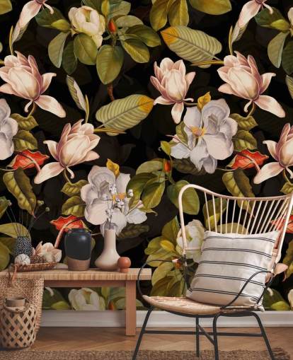 papel de parede flor escura