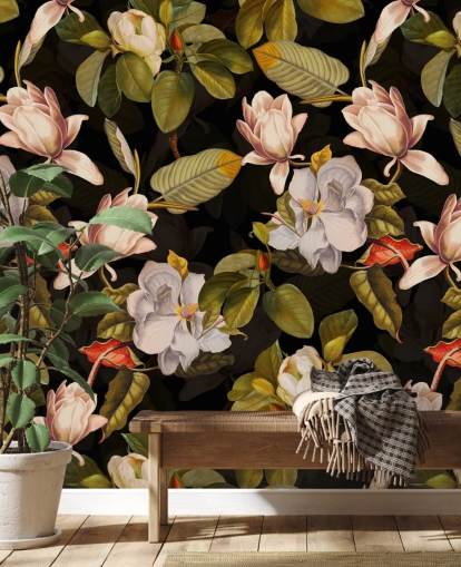 papel de parede flor escura