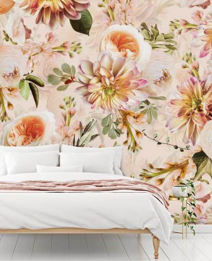 Fersken bukett Blomster Veggmaleri Fersken bukett Blomster Veggmaleri