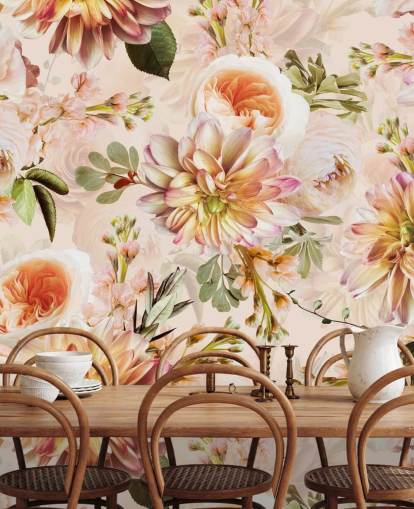 Buquê de pêssego Mural de parede floral