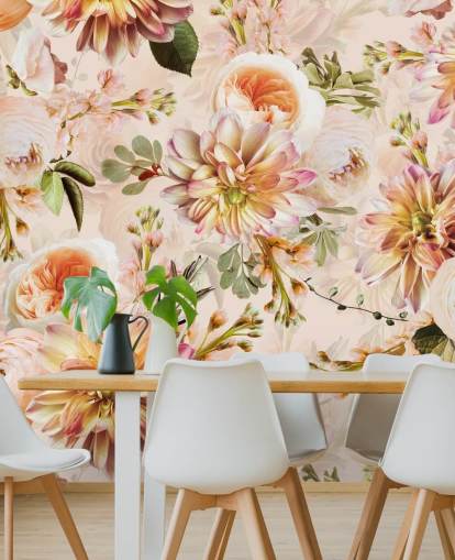 Fersken bukett Blomster Veggmaleri Fersken bukett Blomster Veggmaleri