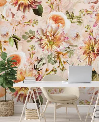 Peach Bouquet Floral Wall Mural