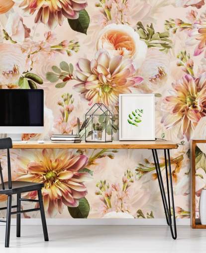 Fersken bukett Blomster Veggmaleri