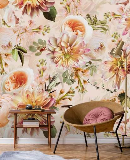 Buquê de pêssego Mural de parede floral