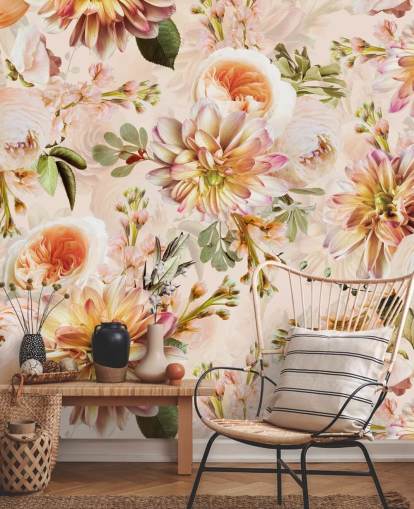 Pfirsich-Blumen Florales Wandbild Pfirsich-Blumen Florales Wandbild