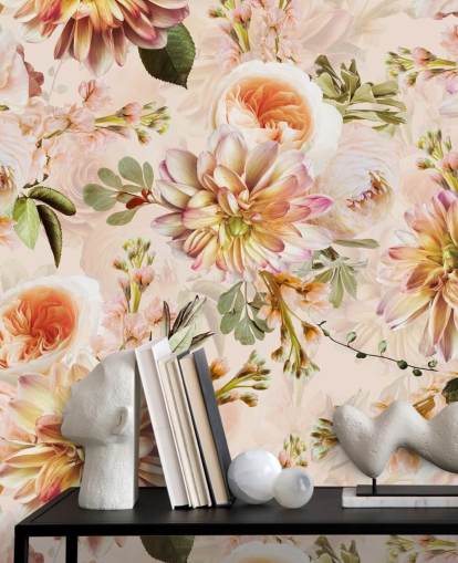 Bouquet melocot Mural de pared Flores