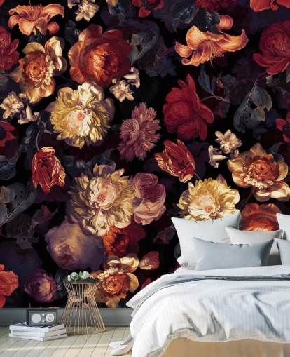 rote und lila Blumentapete