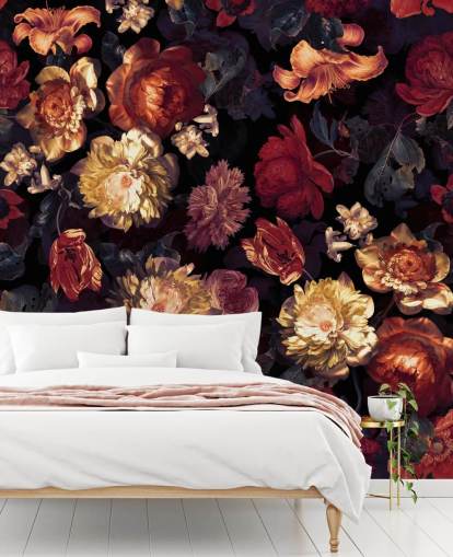 rød og lilla floral tapet