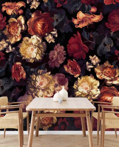 red and purple floral wallpaper