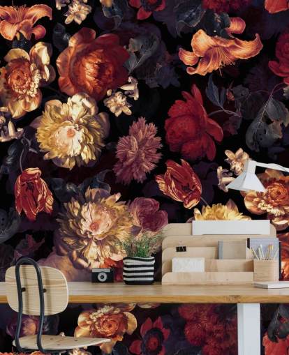 red and purple floral wallpaper