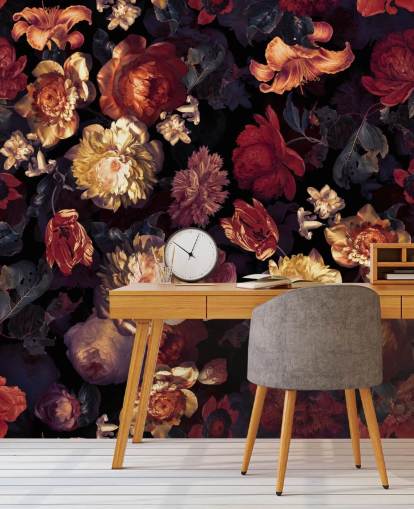 red and purple floral wallpaper