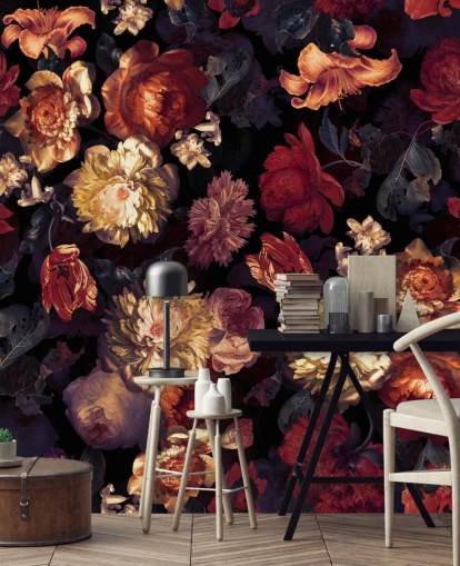 rød og lilla floral tapet