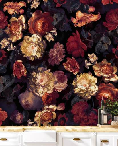 red and purple floral wallpaper