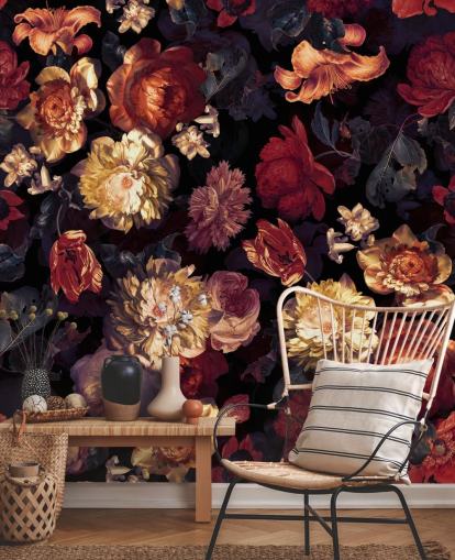 red and purple floral wallpaper