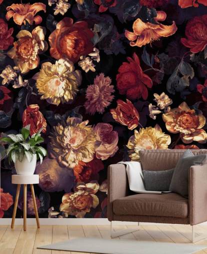 red and purple floral wallpaper